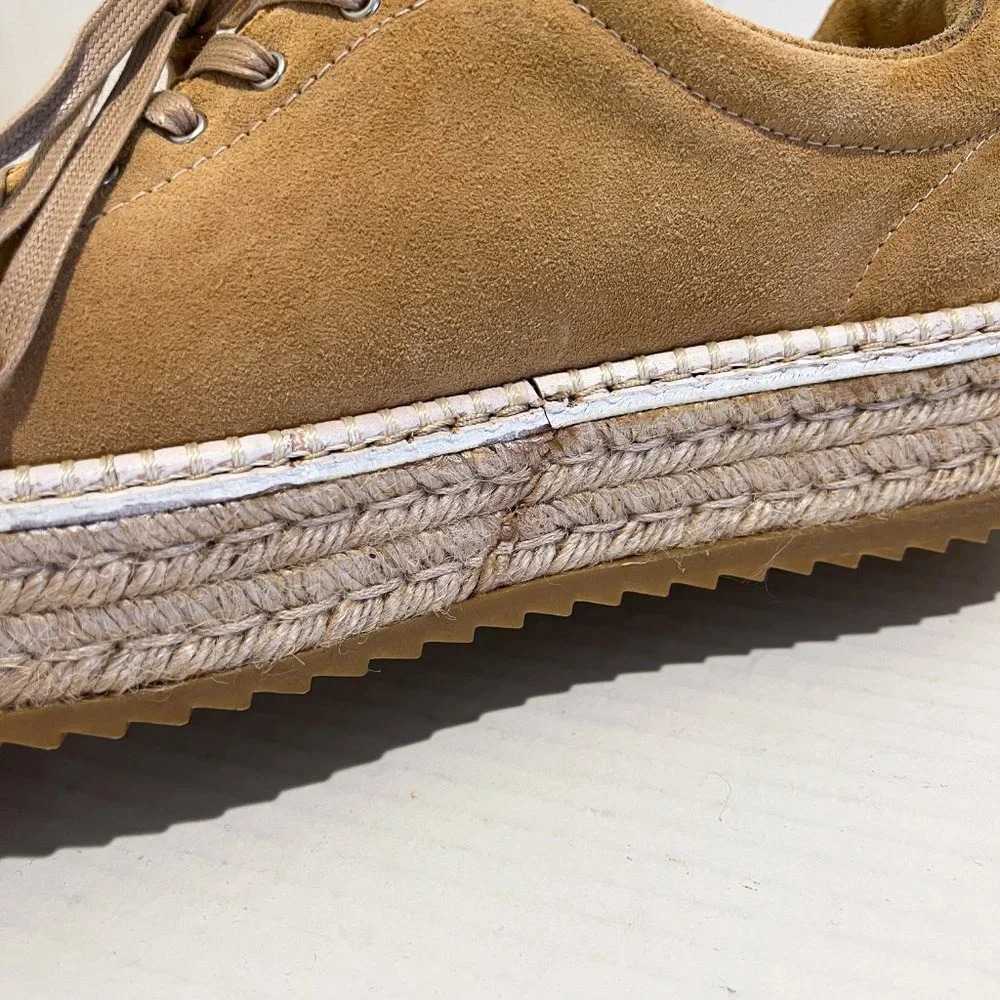 Rag & Bone Kent Tan Suede Espadrille Slip On Boho Designer Lace Up Sneakers 7.5 - Picture 6 of 11